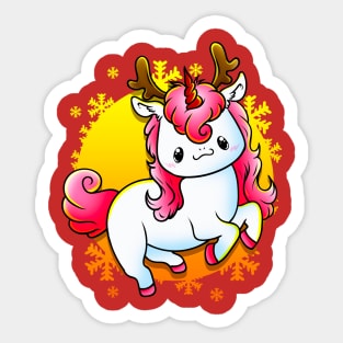 Kawaii Xmas Unicorn Funny Humor Sticker